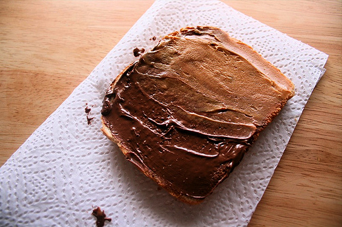 Toast with nutella and peanut butter